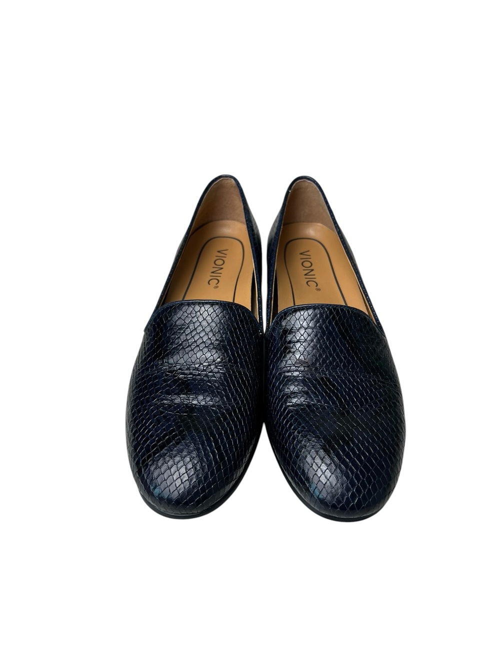 Vionic Willa Boa Snake Skin Embossed Size 7 Blue/Black Womens Slip On Loafers - Picture 12 of 13